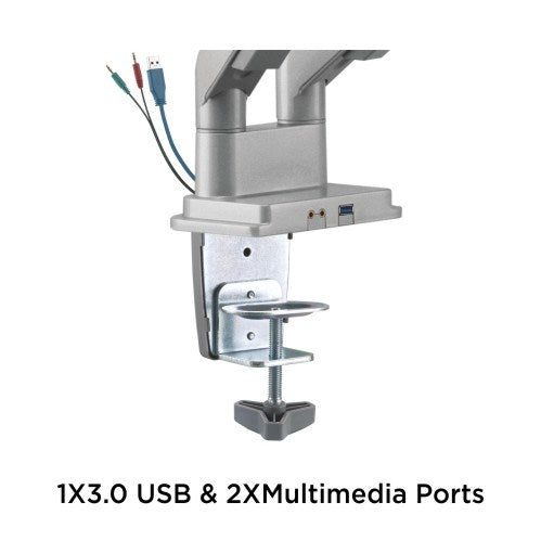 Soporte de Aluminio Doble para 2 Monitores de 17 a 32 pulg - Puerto USB