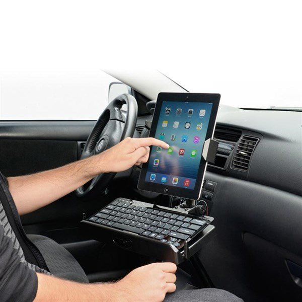 Soporte con brazo para Tablet 9-12 Pulg y Teclado - Fijación en asiento del auto y camiones