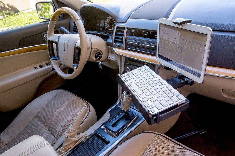 Soporte con brazo para Tablet 9-12 Pulg y Teclado - Fijación en asiento del auto y camiones