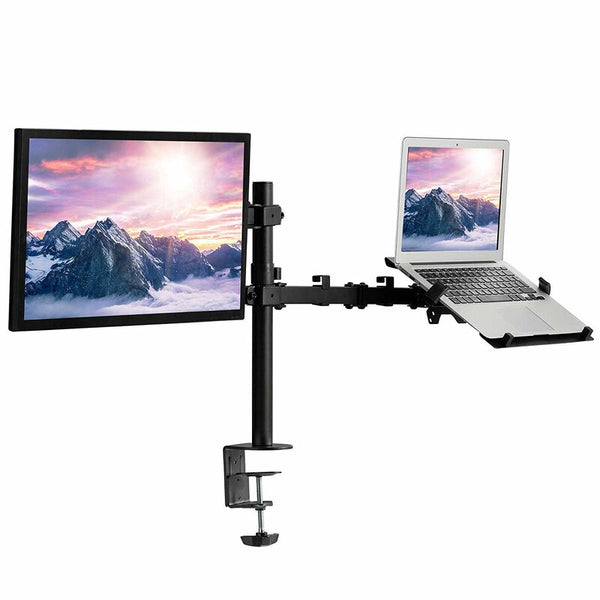 WALI Soporte de monitor doble, soporte para laptop y monitor para portátil  de 2 pantallas, 1, soporte de escritorio extra alto para monitores de hasta