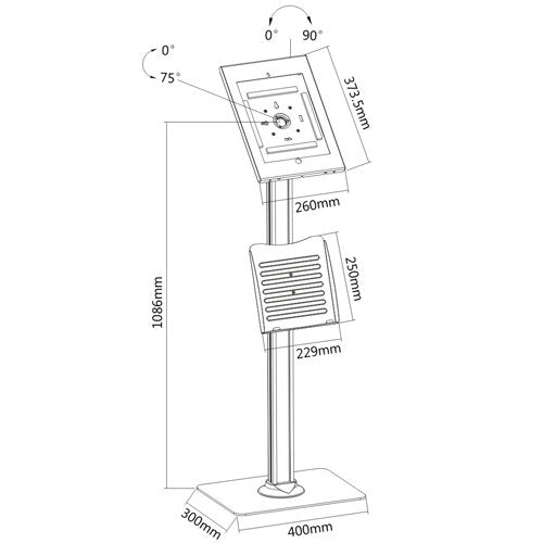 Pedestal Soporte Antirrobo para Tablet iPad PRO 12.9 Pulg con bandeja extraible