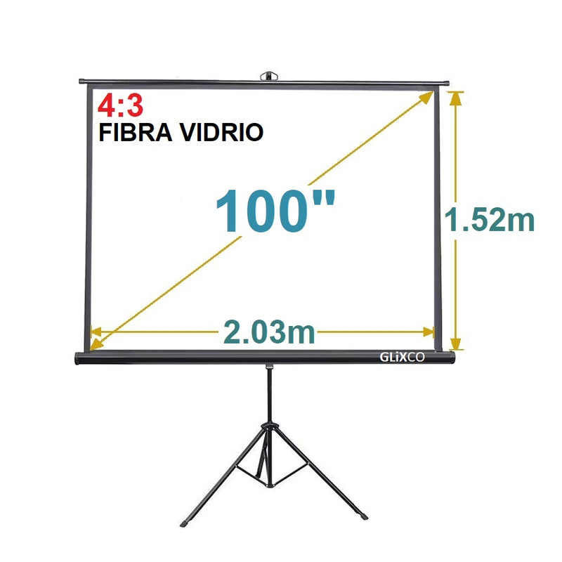Ecran con Trípode 100 Pulg (4:3) 2.03x1.52 m / Fibra de Vidrio