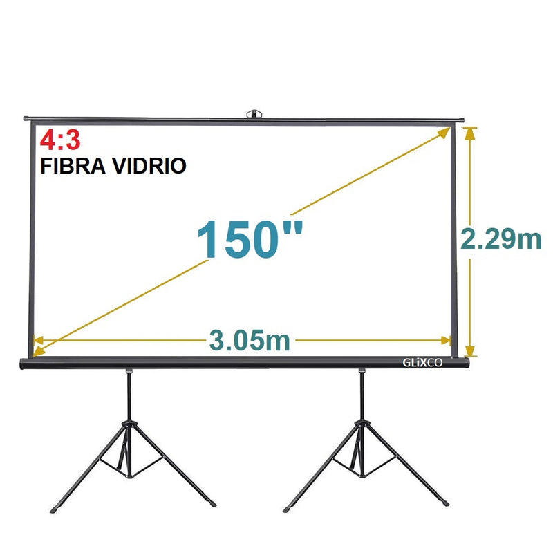 Ecran con Doble Trípode 150 Pulg (4:3) 3.05x2.29 m / Fibra de Vidrio